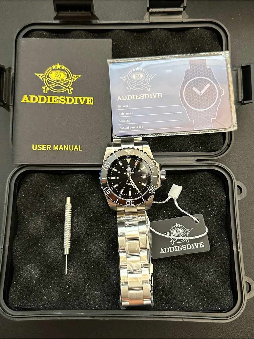 Addiesdive Men’s Dive Watch Automatic Stainless Steel 200M Waterproof New in Box